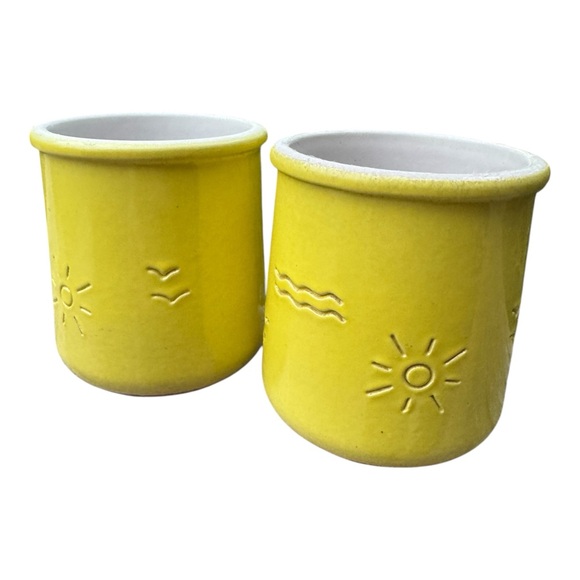 La Fermiere Yellow Ceramic Yogurt Jars Summer 25 Limited Edition - Picture 1 of 3